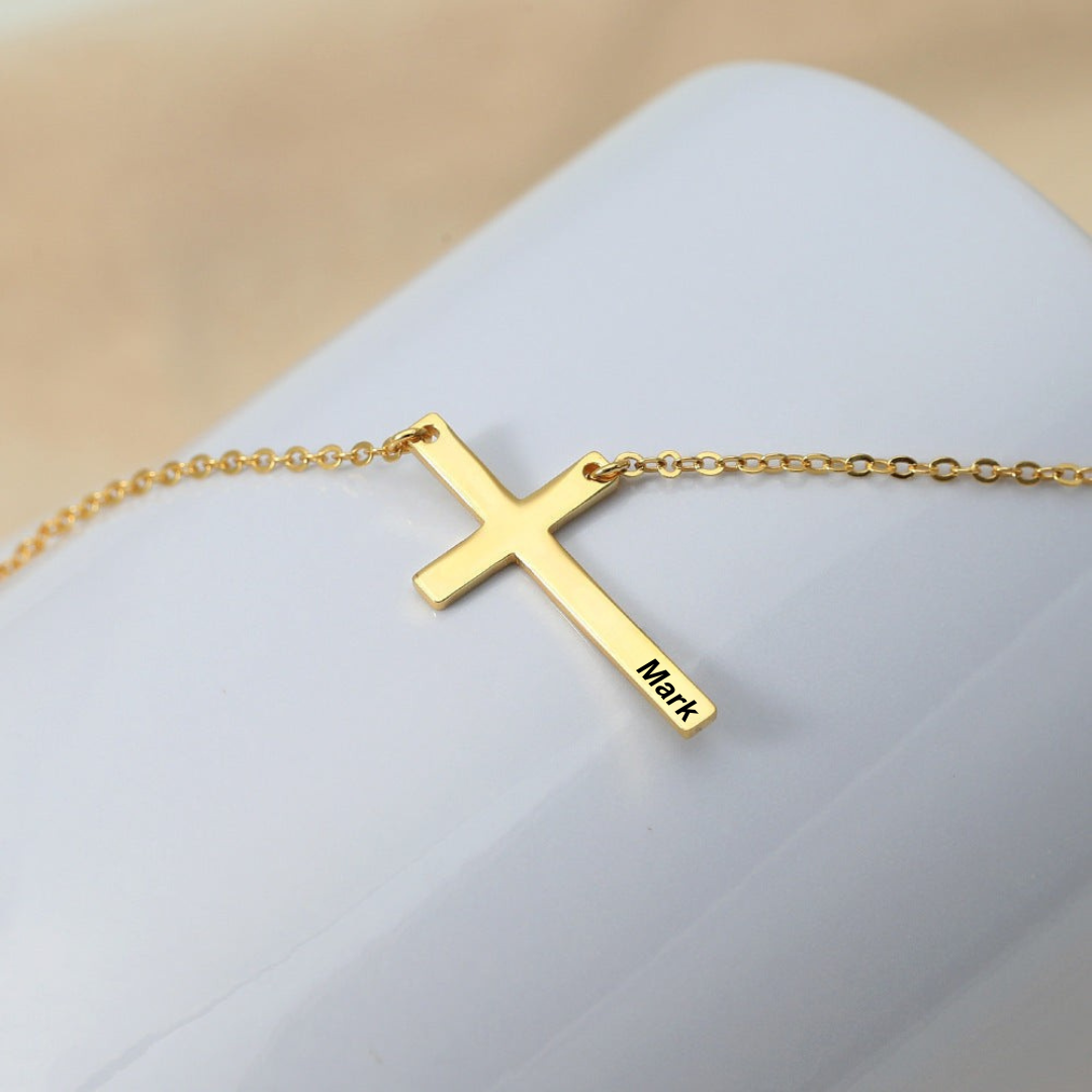 Customizable Cross Name Necklace - Look Authority