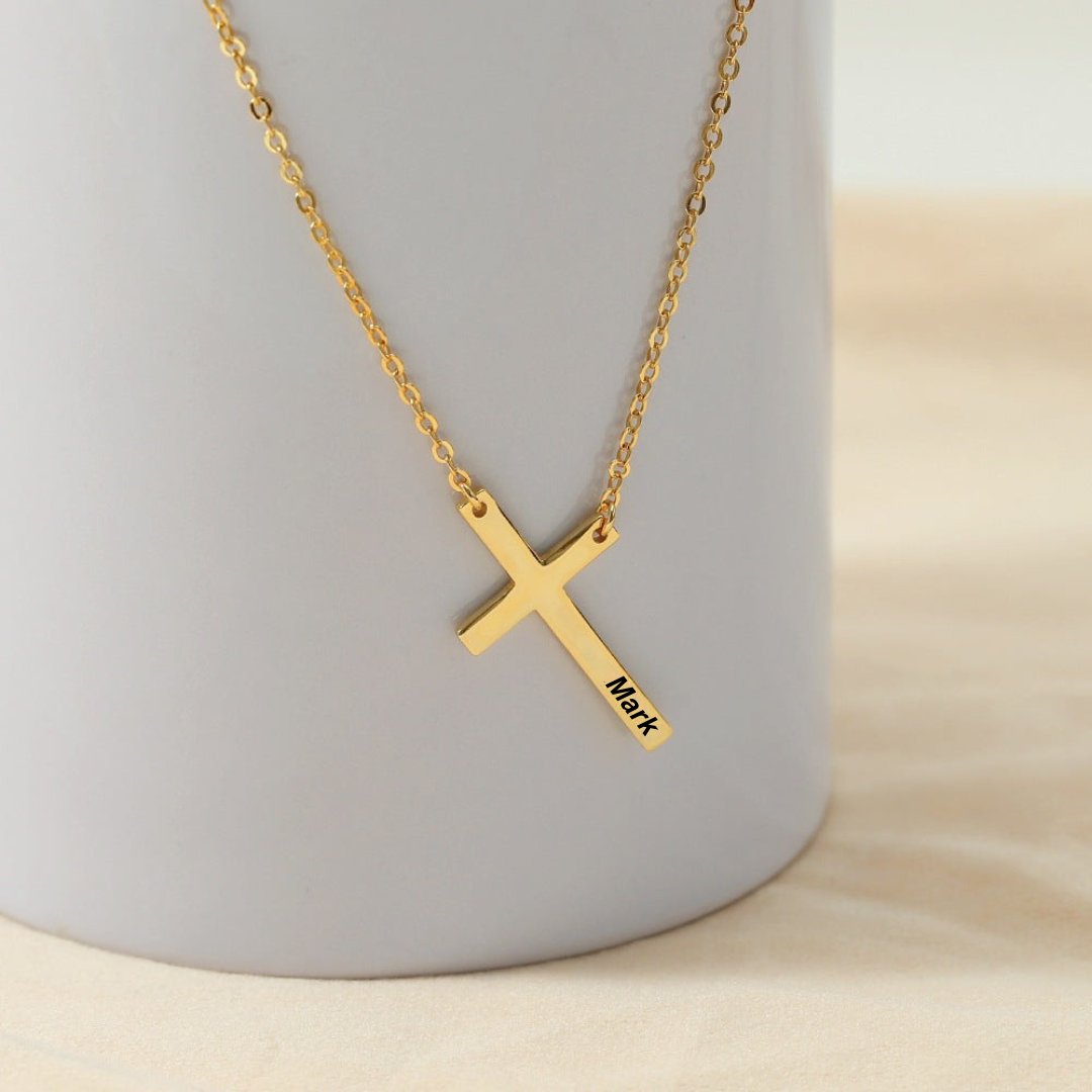 Customizable Cross Name Necklace - Look Authority