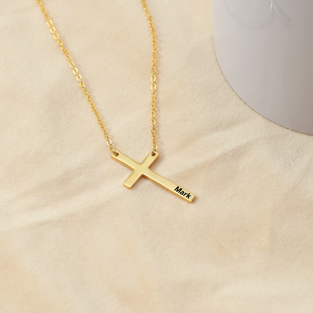 Customizable Cross Name Necklace - Look Authority