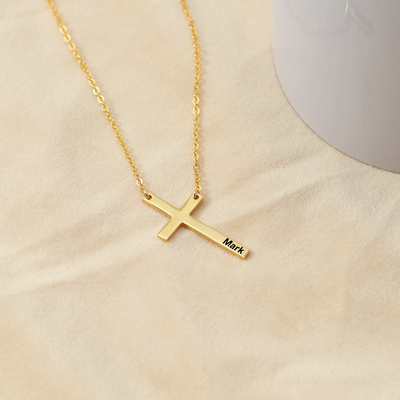 Customizable Cross Name Necklace - Look Authority